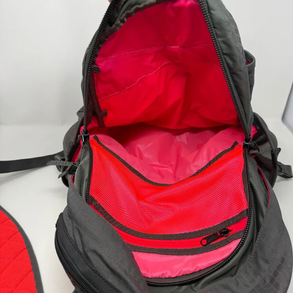 Nike Sport Backpack Grey Red Ripstop Multi-Pocket Shoe Compartment Training Bag